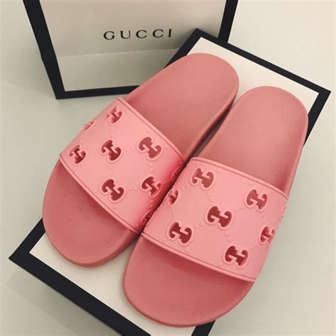 gucci pink plastic slides|pink gucci slides farfetch.